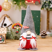 HKM-971923 Christmas Pointed Hat Pocket Doll Decoration - Men's Red & Women's Gray, Polyester Cloth Ornament