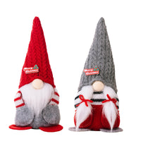 HKM-971923 Christmas Pointed Hat Pocket Doll Decoration - Men's Red & Women's Gray, Polyester Cloth Ornament