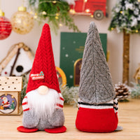 HKM-971923 Christmas Pointed Hat Pocket Doll Decoration - Men's Red & Women's Gray, Polyester Cloth Ornament