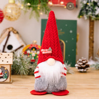 HKM-971923 Christmas Pointed Hat Pocket Doll Decoration - Men's Red & Women's Gray, Polyester Cloth Ornament