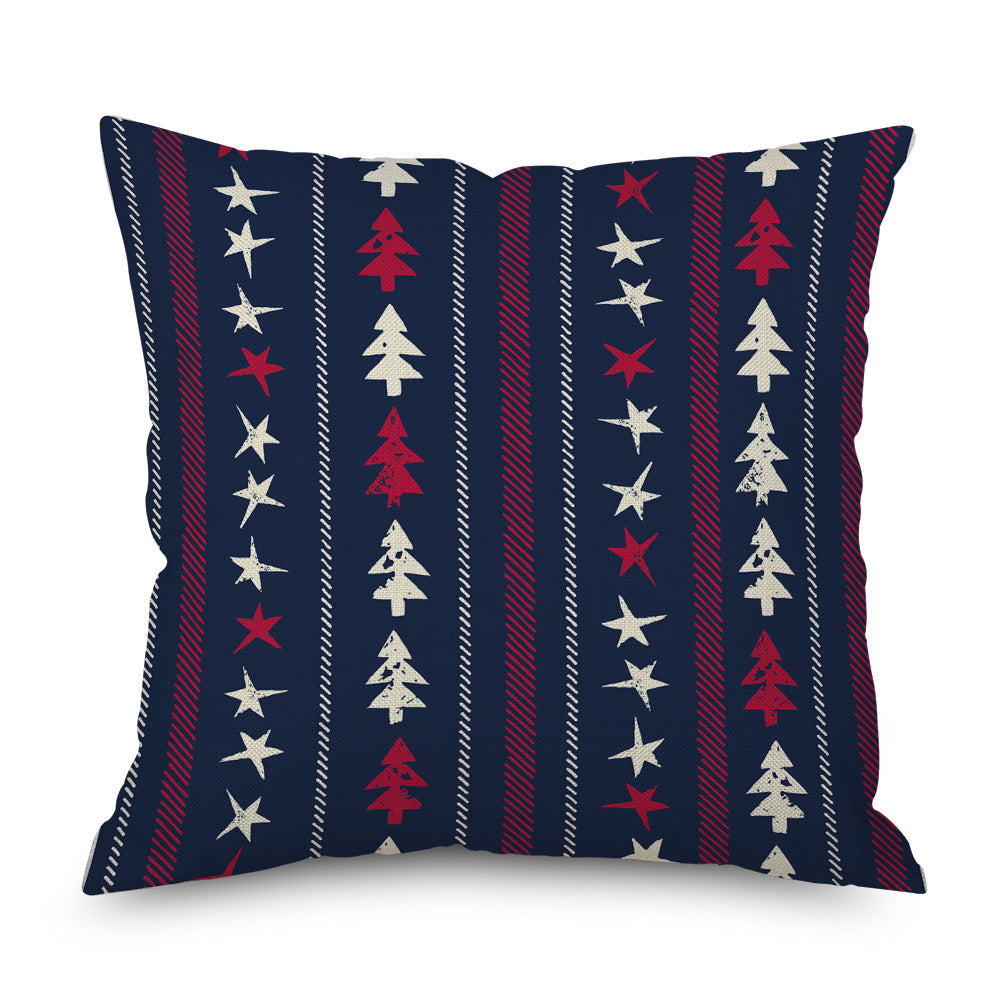 HKM-971923 Linen Christmas Tree Plaid Pillow Cover, 45CM x 45CM, Chemical Fiber