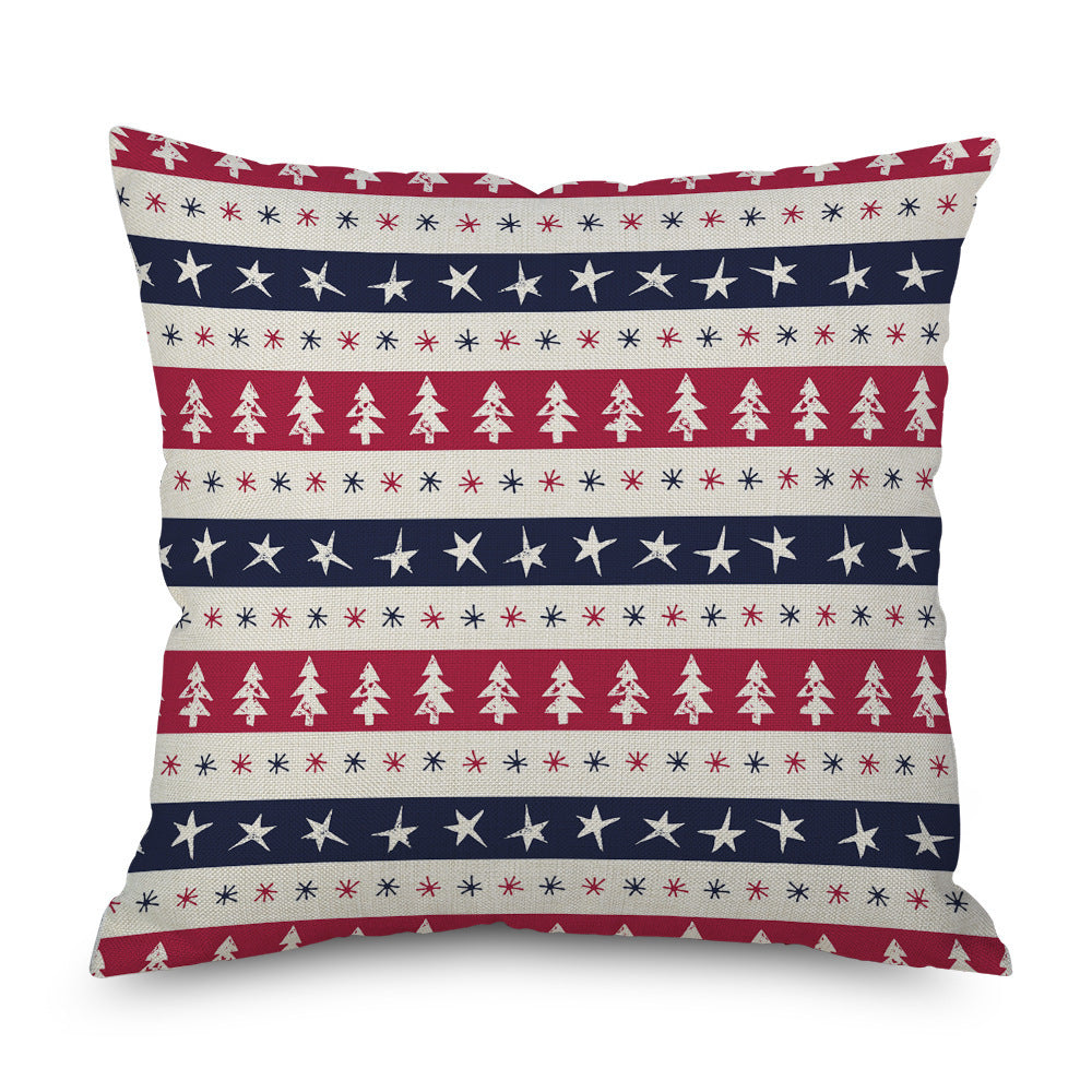HKM-971923 Linen Christmas Tree Plaid Pillow Cover, 45CM x 45CM, Chemical Fiber