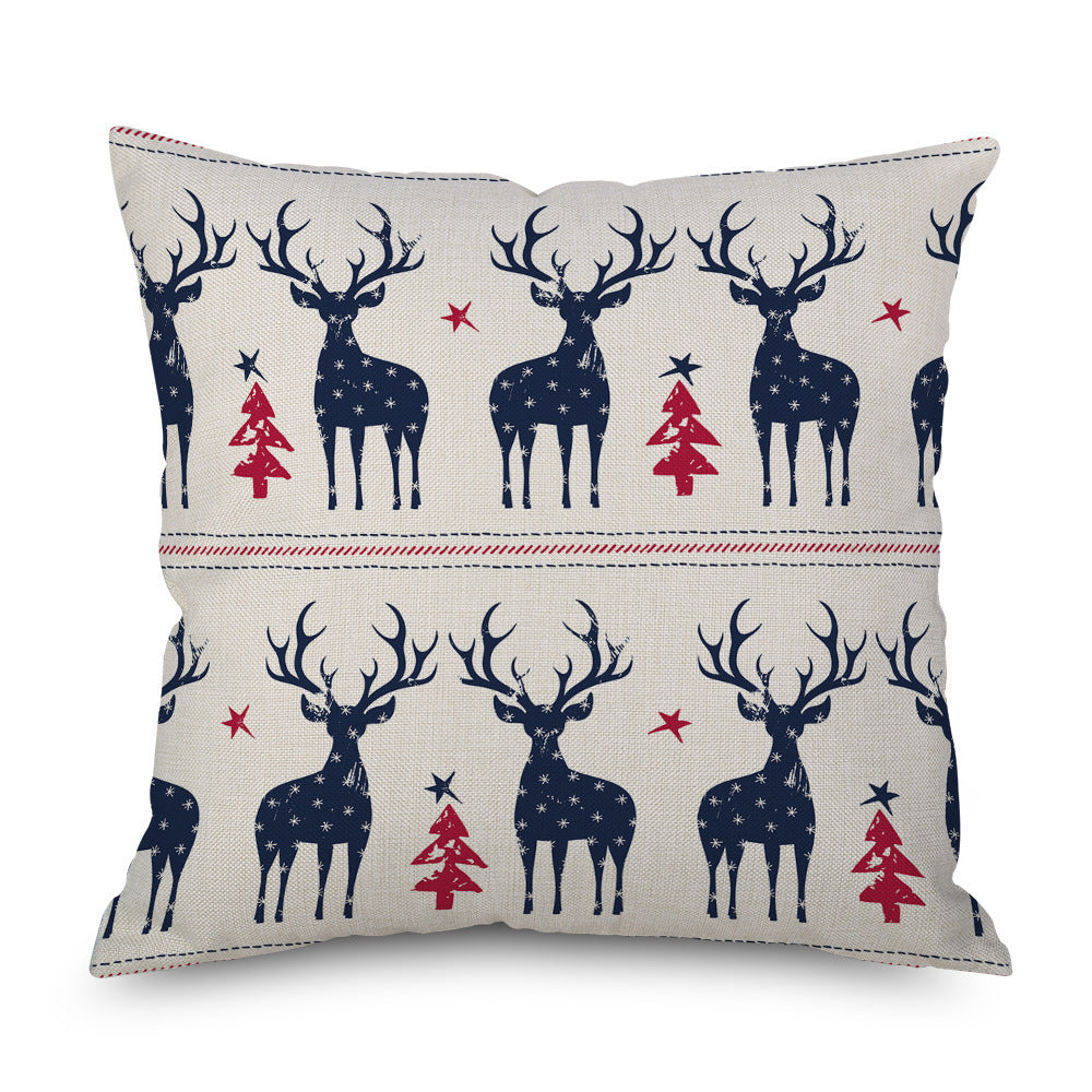 HKM-971923 Linen Christmas Tree Plaid Pillow Cover, 45CM x 45CM, Chemical Fiber