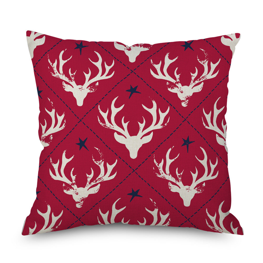 HKM-971923 Linen Christmas Tree Plaid Pillow Cover, 45CM x 45CM, Chemical Fiber