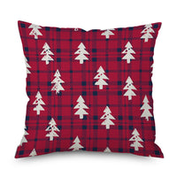 HKM-971923 Linen Christmas Tree Plaid Pillow Cover, 45CM x 45CM, Chemical Fiber
