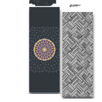HKM-972179 Yoga Position Line Towel - Grey Mandala & Blue Elephant Microfiber Mat Towel (1mm Thickness)