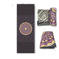 HKM-972179 Yoga Position Line Towel - Grey Mandala & Blue Elephant Microfiber Mat Towel (1mm Thickness)
