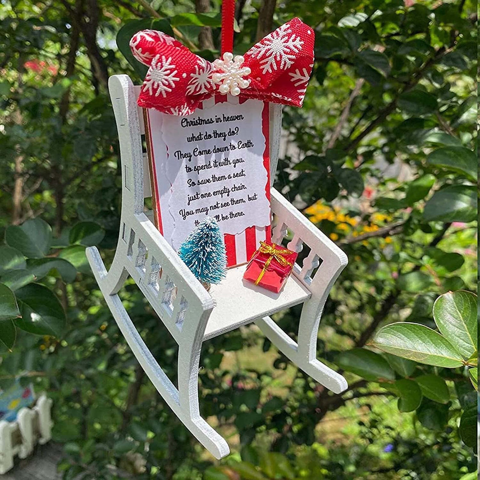 HKM-972243 Heaven Chair Memorial Ornament - Heartfelt Christmas Decoration for Remembering Loved Ones