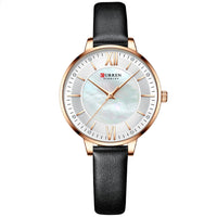 HKM-972307 Elegant Women's Casual Quartz Watch with Genuine Leather Strap and Water Resistance