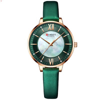 HKM-972307 Elegant Women's Casual Quartz Watch with Genuine Leather Strap and Water Resistance