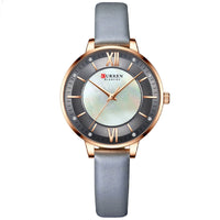 HKM-972307 Elegant Women's Casual Quartz Watch with Genuine Leather Strap and Water Resistance