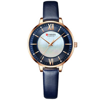 HKM-972307 Elegant Women's Casual Quartz Watch with Genuine Leather Strap and Water Resistance