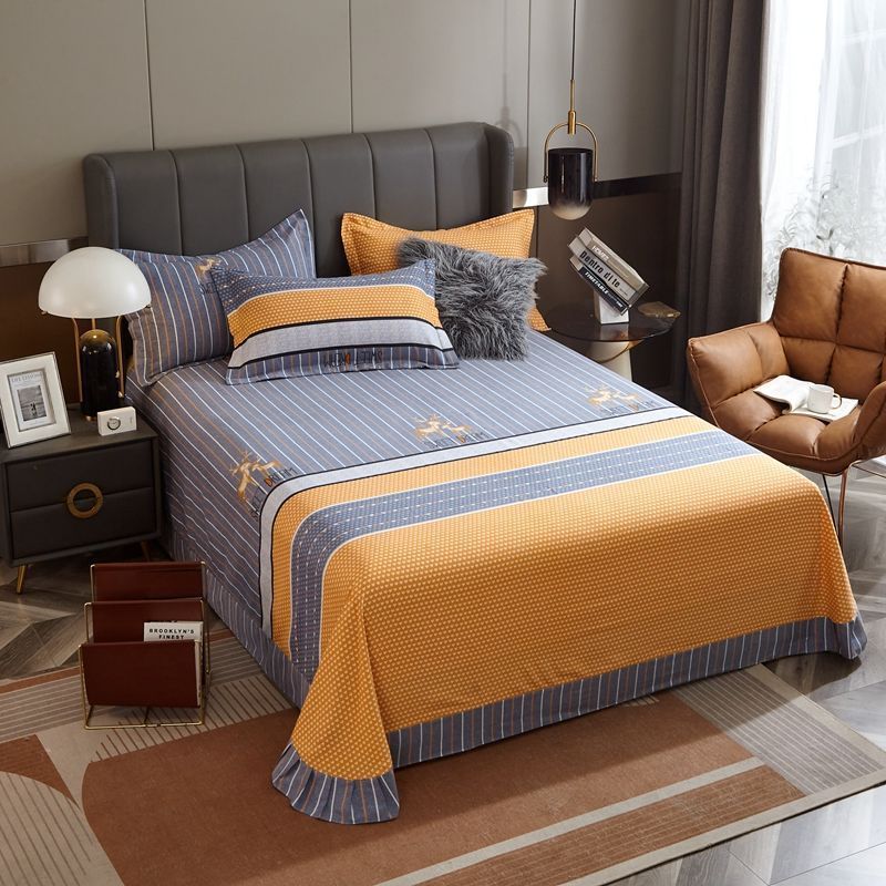 KTX-972435 Brushed Pure Cotton Tie Dye Thickened Single Bed Sheet in Various Sizes