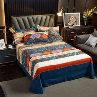 HKM-972435 Brushed Pure Cotton Tie Dye Thickened Single Bed Sheet in Various Sizes