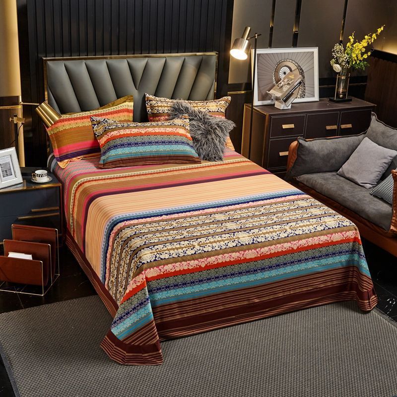 KTX-972435 Brushed Pure Cotton Tie Dye Thickened Single Bed Sheet in Various Sizes