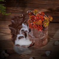 HKM-972563 Ceramic Cattle Backflow Incense Burner with Landscape Design for Home and Office Decor