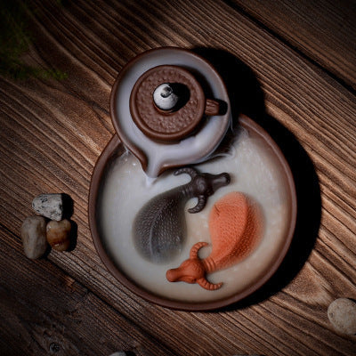 HKM-972563 Ceramic Cattle Backflow Incense Burner with Landscape Design for Home and Office Decor