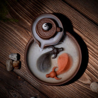HKM-972563 Ceramic Cattle Backflow Incense Burner with Landscape Design for Home and Office Decor