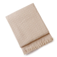 HKM-972627 Solid Color Waffle Knit Blanket - Available in Beige, Khaki, Caramel, Lotus Green, Light Gray, Turmeric - Two Sizes