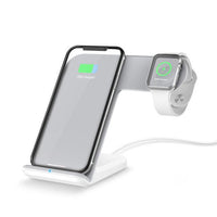HKM-972691 Dual Wireless Charger for Mobile Phones and Smartwatches, Fast Charging Stand, Compatible with Android and iPhone