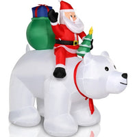 HKM-972755 6ft Santa Claus Riding Polar Bear LED Light Decoration for Christmas Garden Display