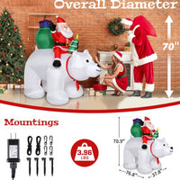 HKM-972755 6ft Santa Claus Riding Polar Bear LED Light Decoration for Christmas Garden Display