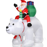 HKM-972755 6ft Santa Claus Riding Polar Bear LED Light Decoration for Christmas Garden Display