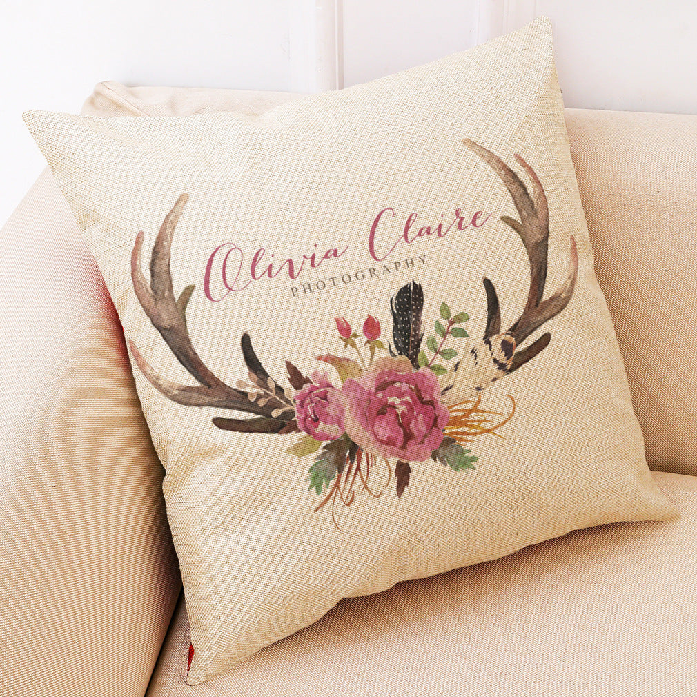 HKM-972755 Printing Cotton and Linen Cushion Case for Couch and Seat, 45x45 cm