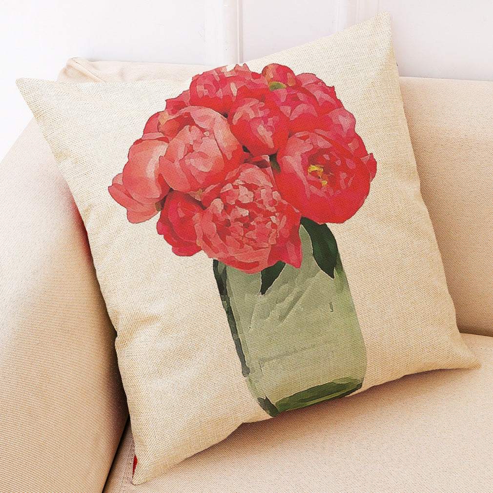 HKM-972755 Printing Cotton and Linen Cushion Case for Couch and Seat, 45x45 cm