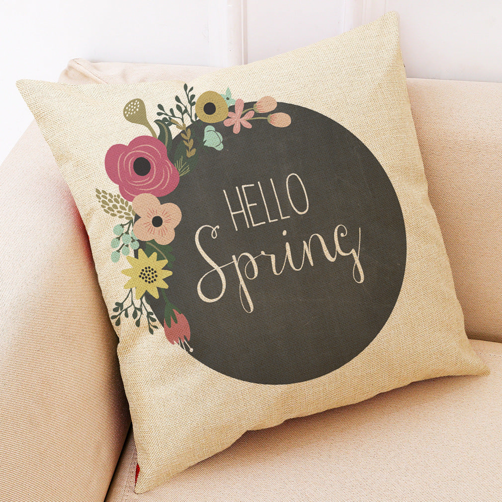 HKM-972755 Printing Cotton and Linen Cushion Case for Couch and Seat, 45x45 cm