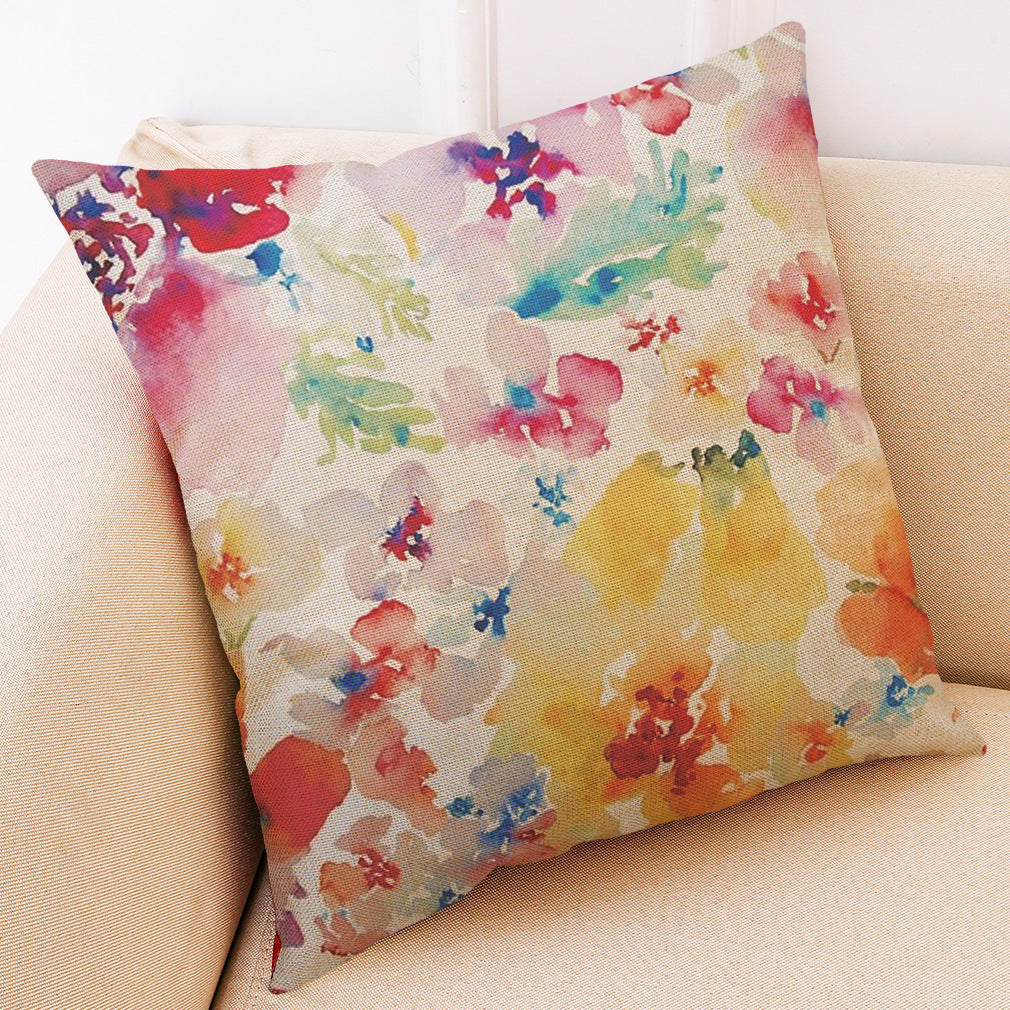 HKM-972755 Printing Cotton and Linen Cushion Case for Couch and Seat, 45x45 cm