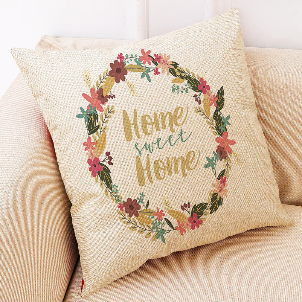 HKM-972755 Printing Cotton and Linen Cushion Case for Couch and Seat, 45x45 cm