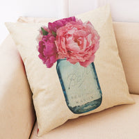 HKM-972755 Printing Cotton and Linen Cushion Case for Couch and Seat, 45x45 cm