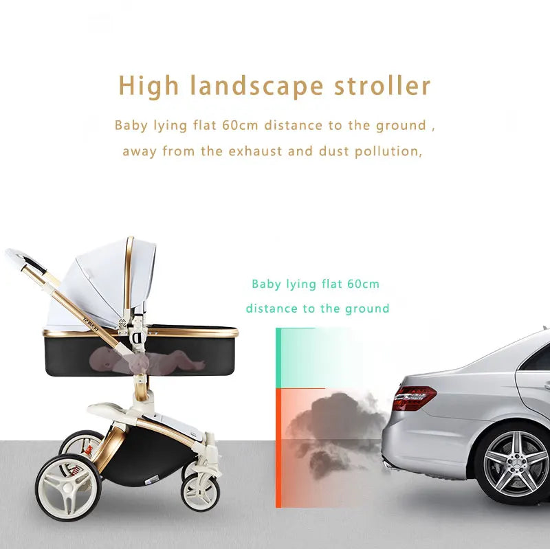 KTX-972819 Luxury Adjustable Baby Stroller with Reversible Seat and Multi-Angle Rotation