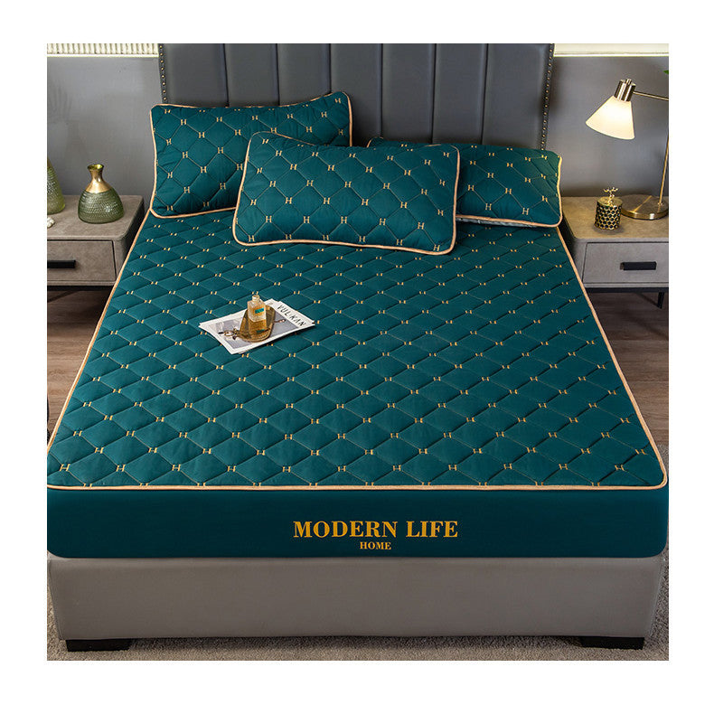 HKM-972947 Quilted Fitted Mattress Protector Cover - Breathable, Dustproof, Waterproof, Green