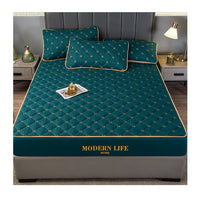 HKM-972947 Quilted Fitted Mattress Protector Cover - Breathable, Dustproof, Waterproof, Green
