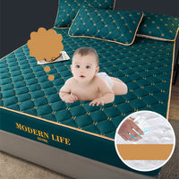 HKM-972947 Quilted Fitted Mattress Protector Cover - Breathable, Dustproof, Waterproof, Green