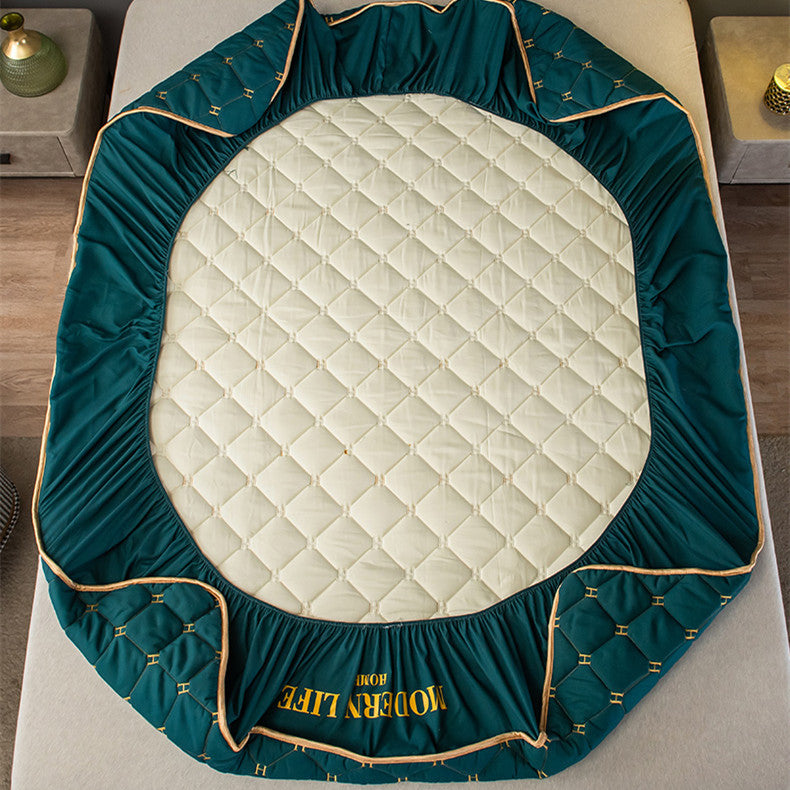 HKM-972947 Quilted Fitted Mattress Protector Cover - Breathable, Dustproof, Waterproof, Green