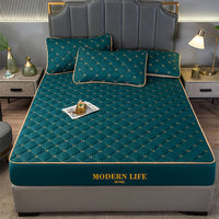 HKM-972947 Quilted Fitted Mattress Protector Cover - Breathable, Dustproof, Waterproof, Green