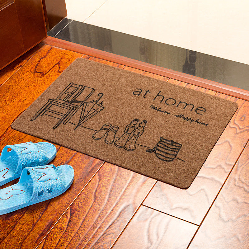 HKM-973011 Water-Absorbent Non-Slip Polyester Fiber Entrance Floor Mats with Floral and Beach Designs