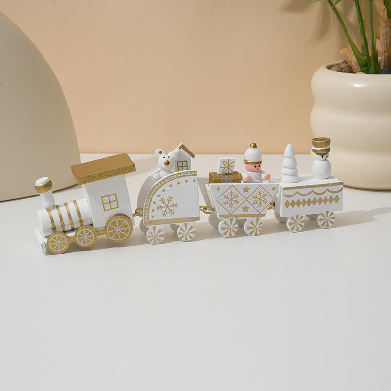 HKM-973075 Wooden Christmas Train Decoration for Kids - Festive Window Display Gift