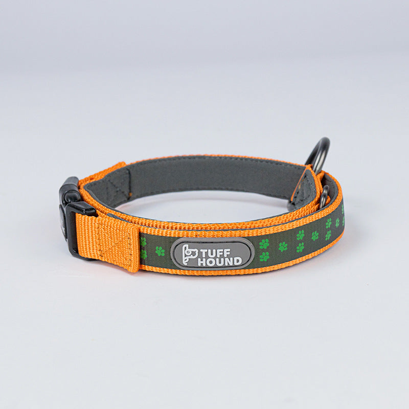 HKM-973139 Reflective Holographic Dog Leash - Durable Nylon Webbing for All Dogs - Available in Purple, Orange, and Black