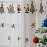 HKM-973331 Christmas Tree Embroidery Curtain - Polyester, Half Shade, 130x214cm & 130x245cm Options