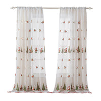 HKM-973331 Christmas Tree Embroidery Curtain - Polyester, Half Shade, 130x214cm & 130x245cm Options