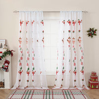 HKM-973331 Christmas Tree Embroidery Curtain - Polyester, Half Shade, 130x214cm & 130x245cm Options