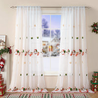 HKM-973331 Christmas Tree Embroidery Curtain - Polyester, Half Shade, 130x214cm & 130x245cm Options
