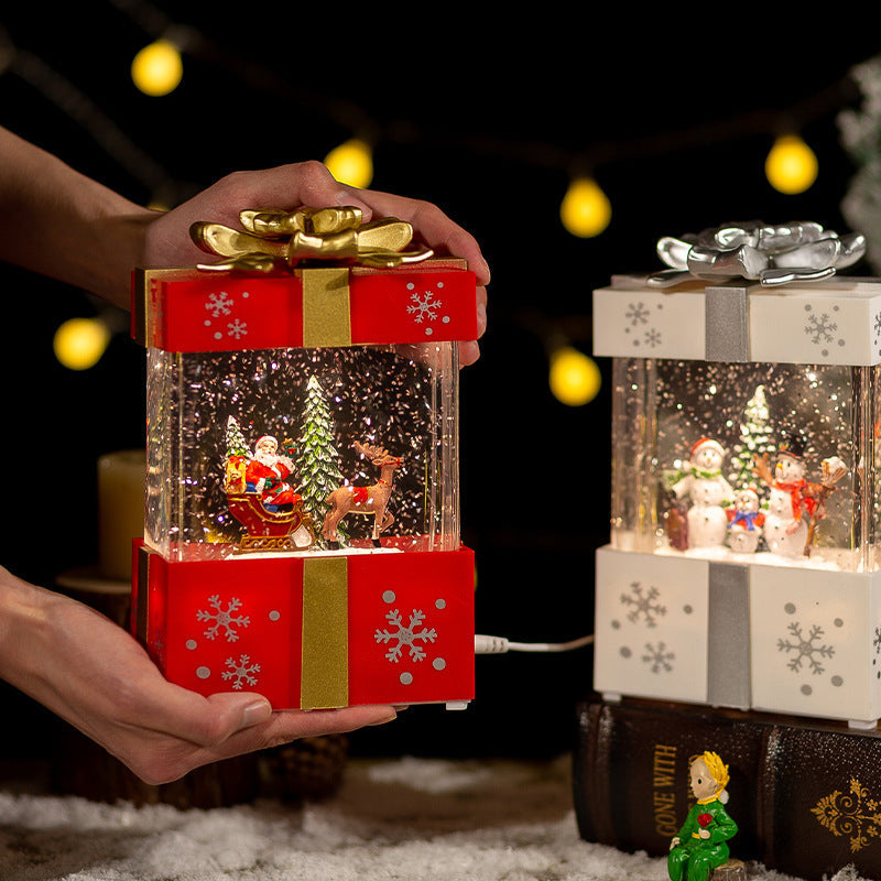 HKM-973395 Crystal Ball Night Lamp Ornament with Iron Hoop and Polyethylene Base, Plays Christmas Music