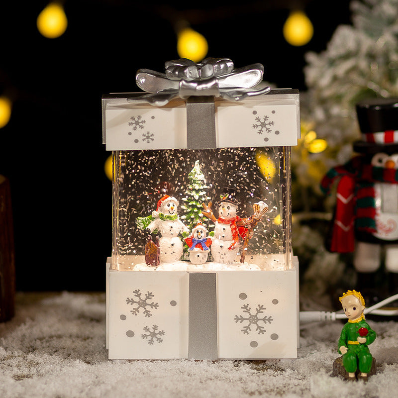 HKM-973395 Crystal Ball Night Lamp Ornament with Iron Hoop and Polyethylene Base, Plays Christmas Music