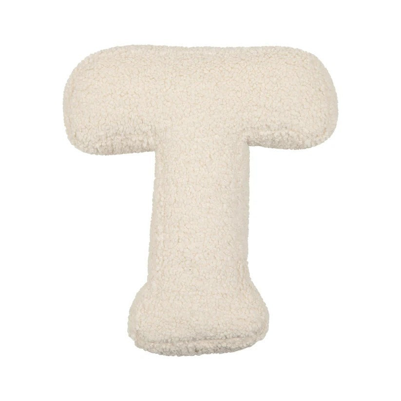 KTX-973459 Lambswool Alphabet Letter Pillow for Children - Modern Cushion in Solid Colors