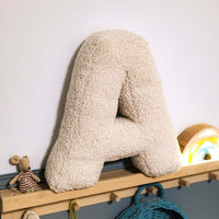 HKM-973459 Lambswool Alphabet Letter Pillow for Children - Modern Cushion in Solid Colors